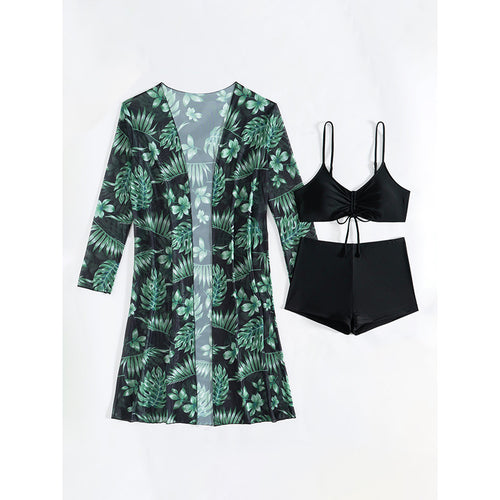 Dame Tropical Print Cover-Up og Badedragt Sæt Stilla