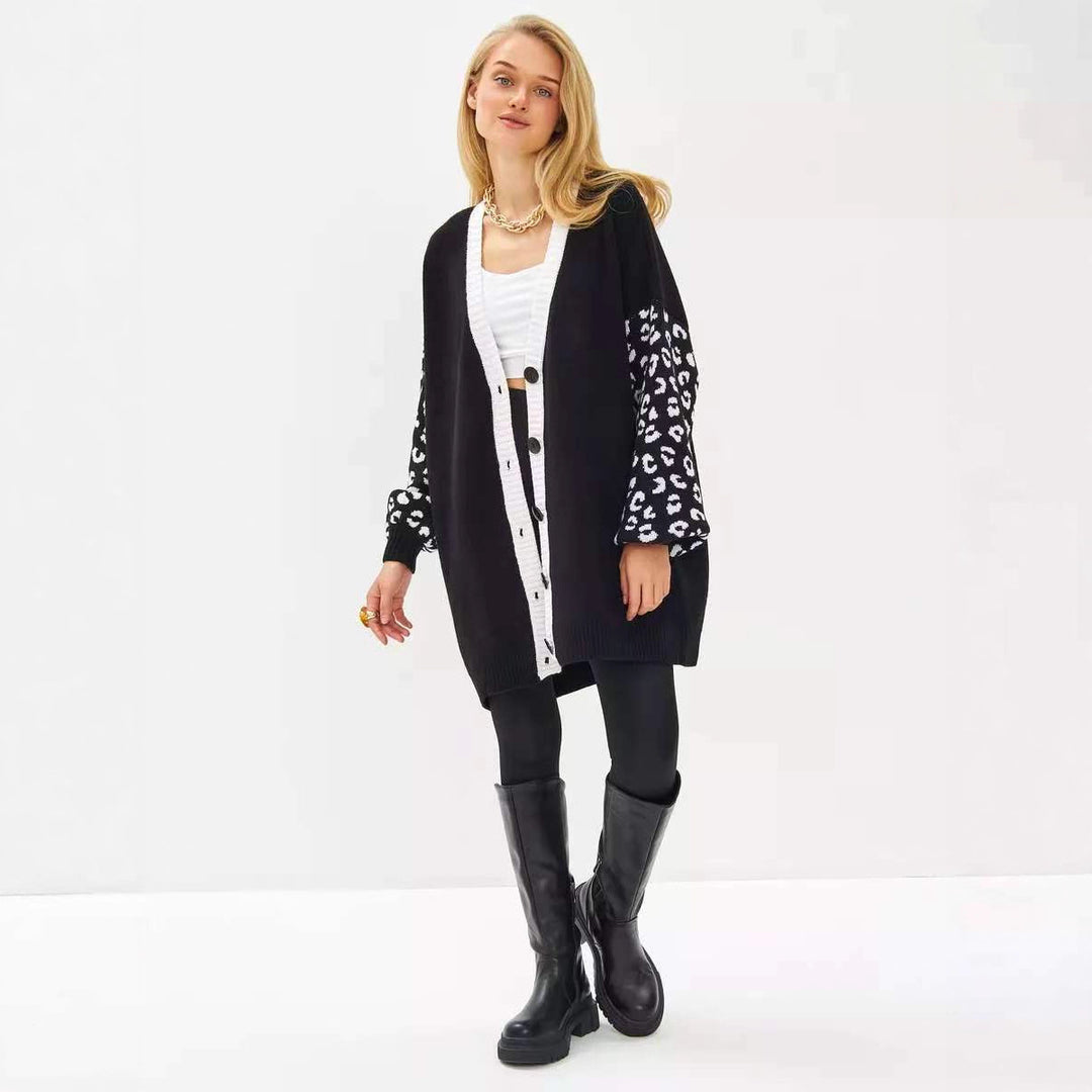 Kvinders fashionable strikket cardigan med suedærmer Stilla