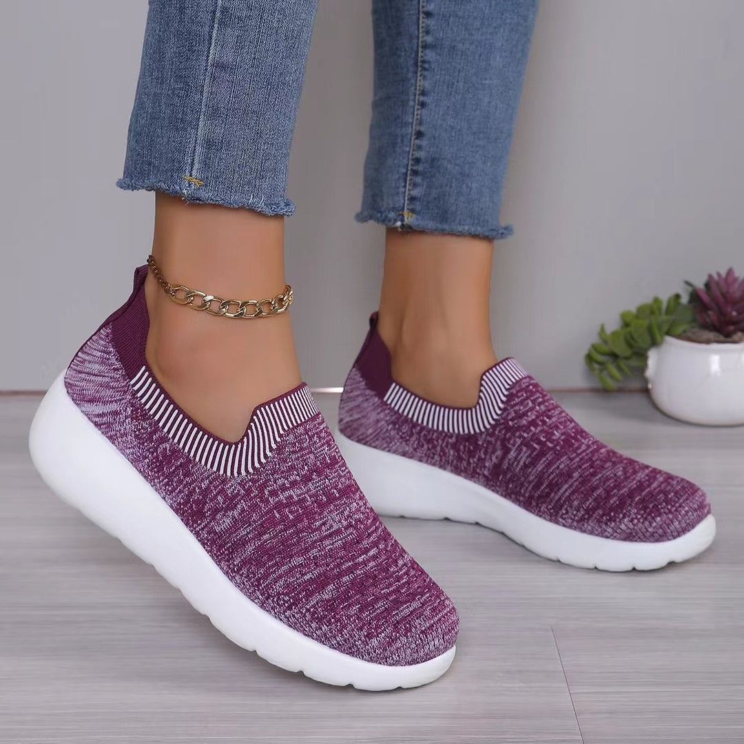 Dame Slip-On Sneakers med åndbart strik-overmateriale og skridsikker sål Stilla