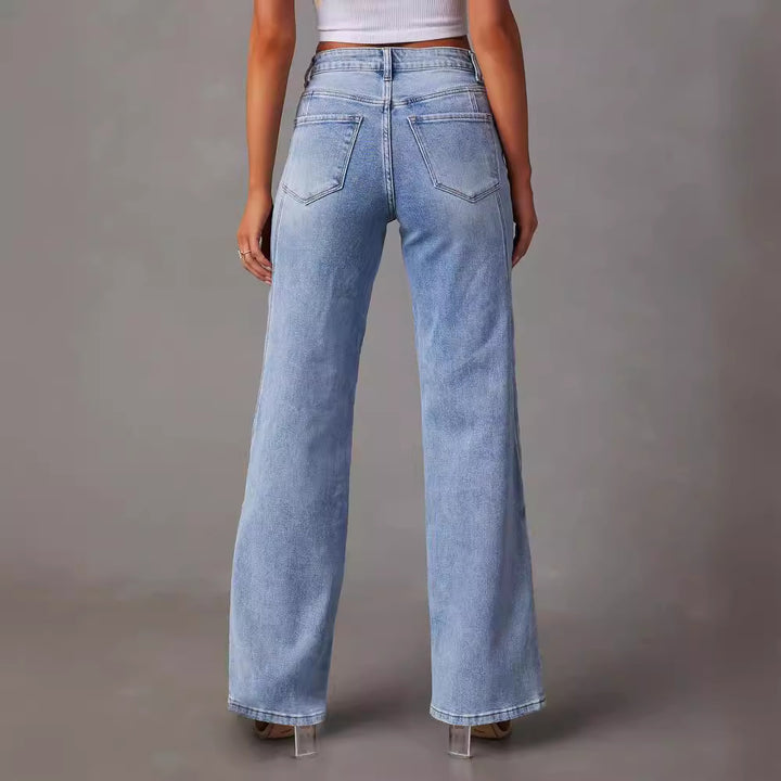 Dame Løst skårne Denim-jeans med høj talje og moderne sømme Stilla
