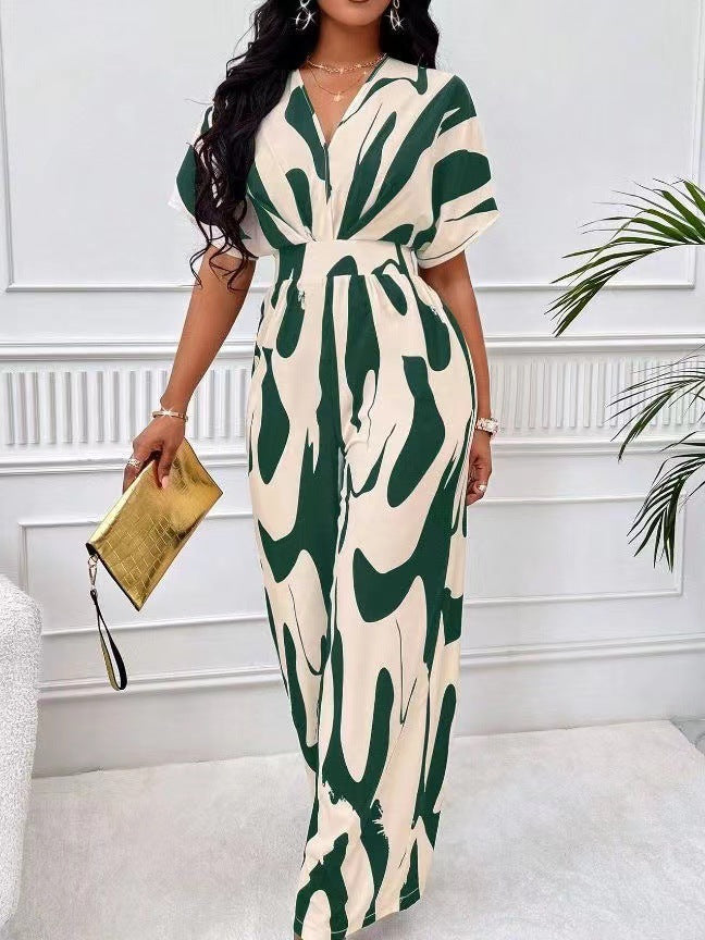 Dame Elegant Jumpsuit med dyb V-udskæring og moderigtigt snit Stilla