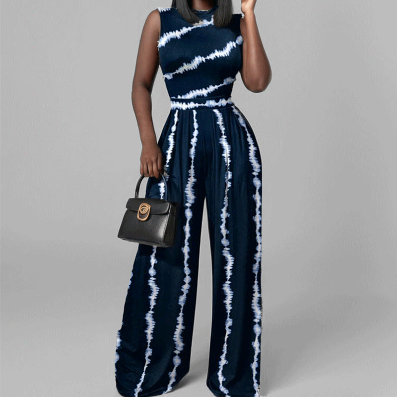 Kvinder Elegant Jumpsuit med Bred Ben og Blomster Design Stilla