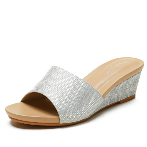 Dame Wedge-Pantoletten med glitrende overmateriale Stilla