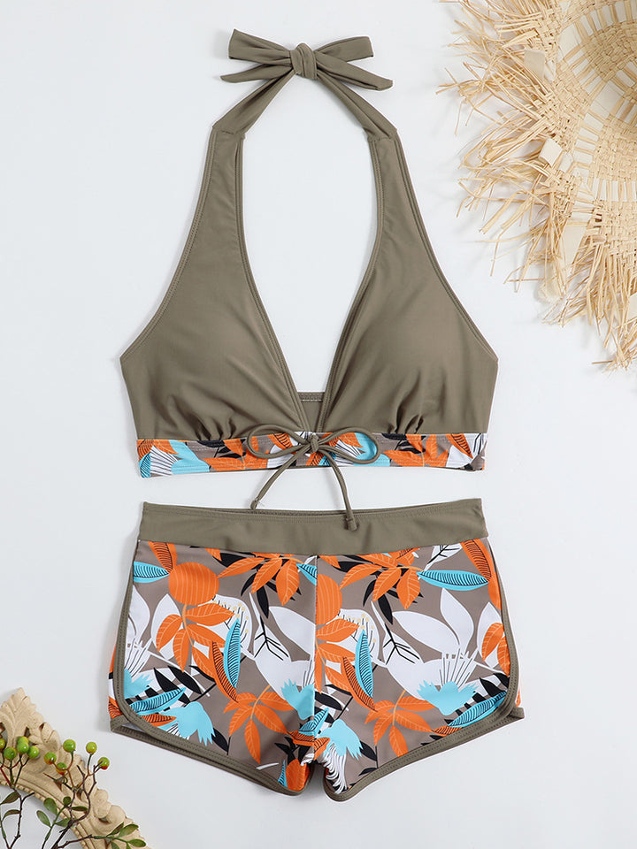 Dame Sporty bikini sæt med raffineret knude detalje og blomster mønster Stilla