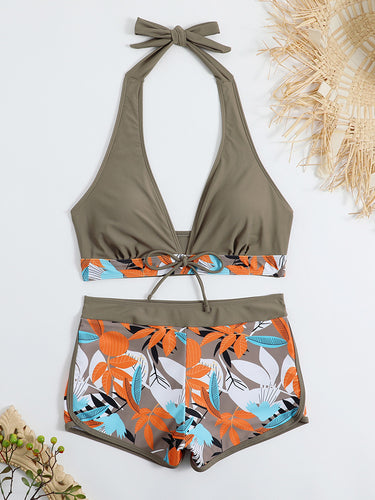 Dame Sporty bikini sæt med raffineret knude detalje og blomster mønster Stilla