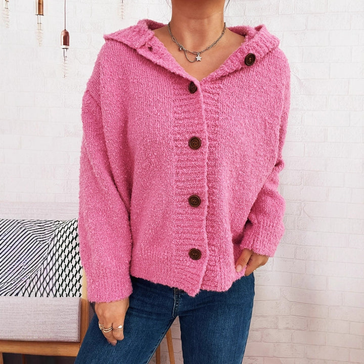 Kvinders hyggelige cardigan med hætte og knapdetaljer Stilla