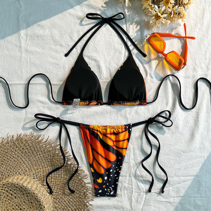 Dame Triangel-Bikini med raffinerede binde-detaljer Skovae