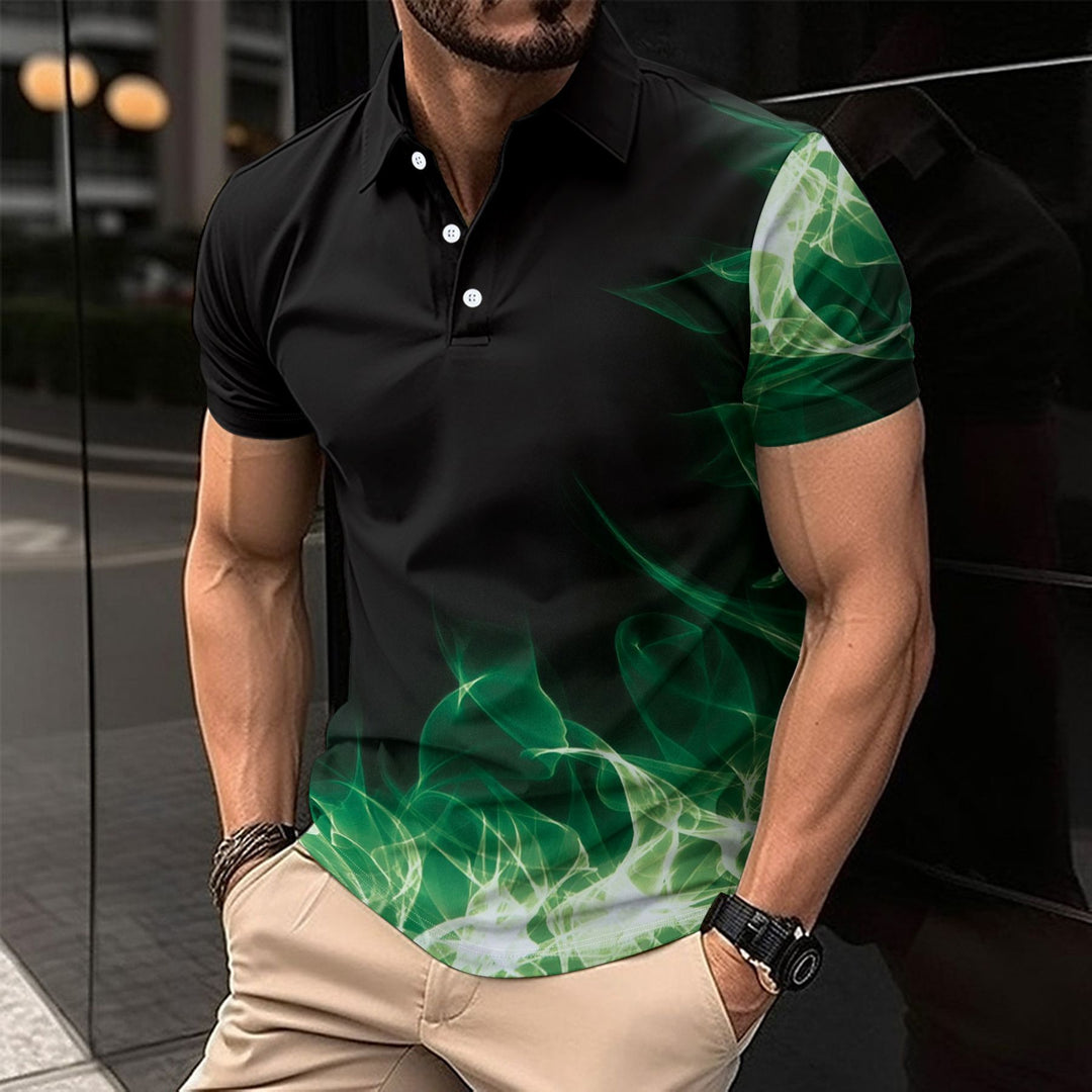 Herrer Polo shirt med moderne kunstgrafikdesign og åndbare materialer Stilla
