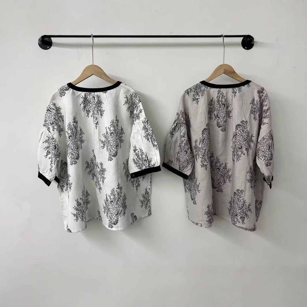 Dame Floral Print Linned Tunika Stilla