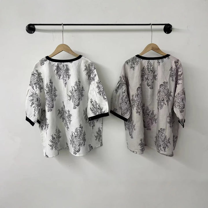 Dame Floral Print Linned Tunika Stilla