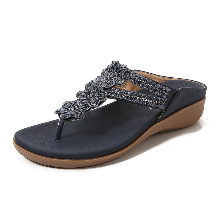 Dame Glamourøse Tåsplit Sandaler med mode Smykke detalje og behagelig Sål Stilla