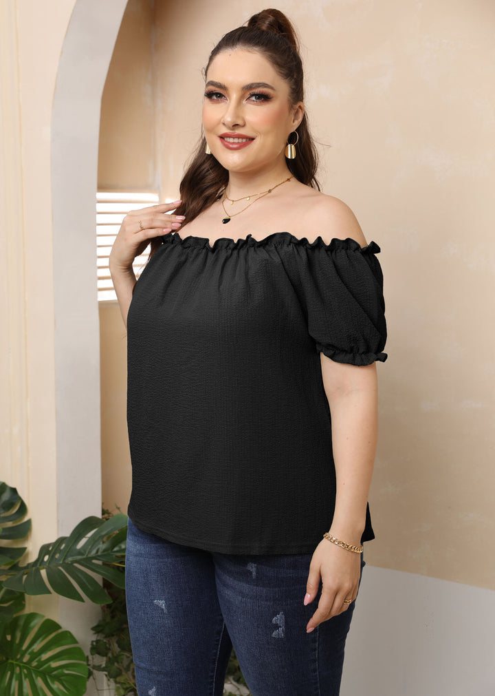 Dame Off-Shoulder Top med Volant