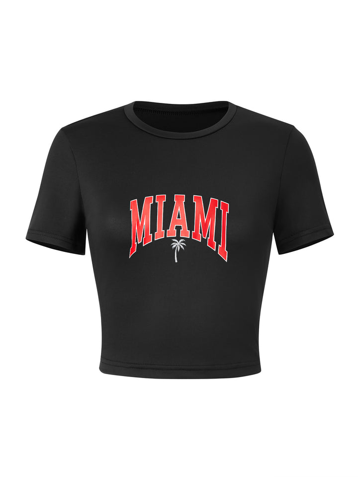 Dame Crop-T-shirt med kreativt skeletdesign og inspirerende tekst Skovae