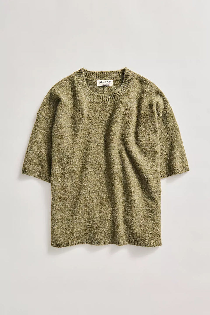 Kvindernes Oversized Sweater med Elegante Mesh Ærmer og Delikat Broderi Mønster Skovae