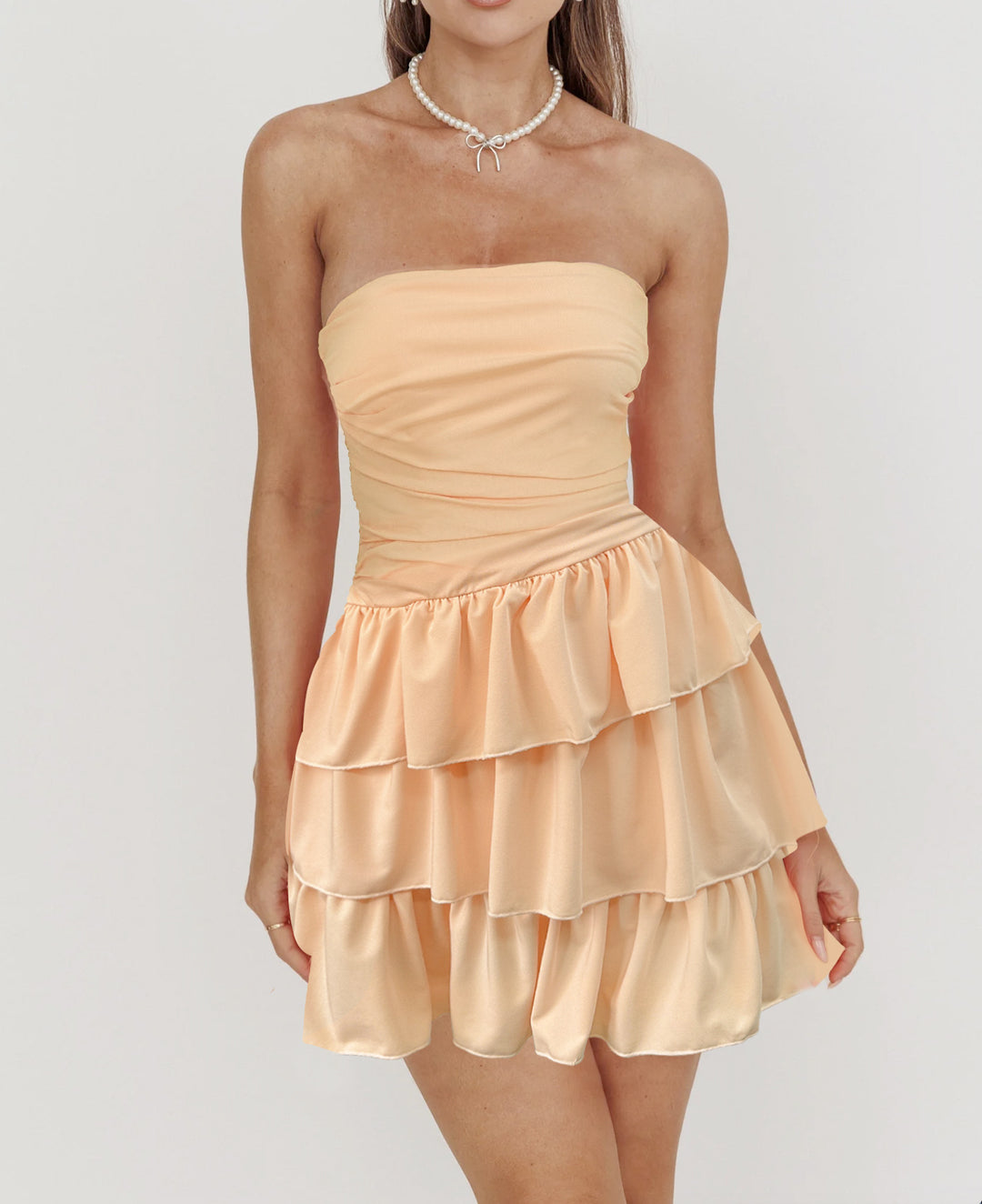 Dame Strapless Ruffle Dress with Voluminous Skirt Skovae