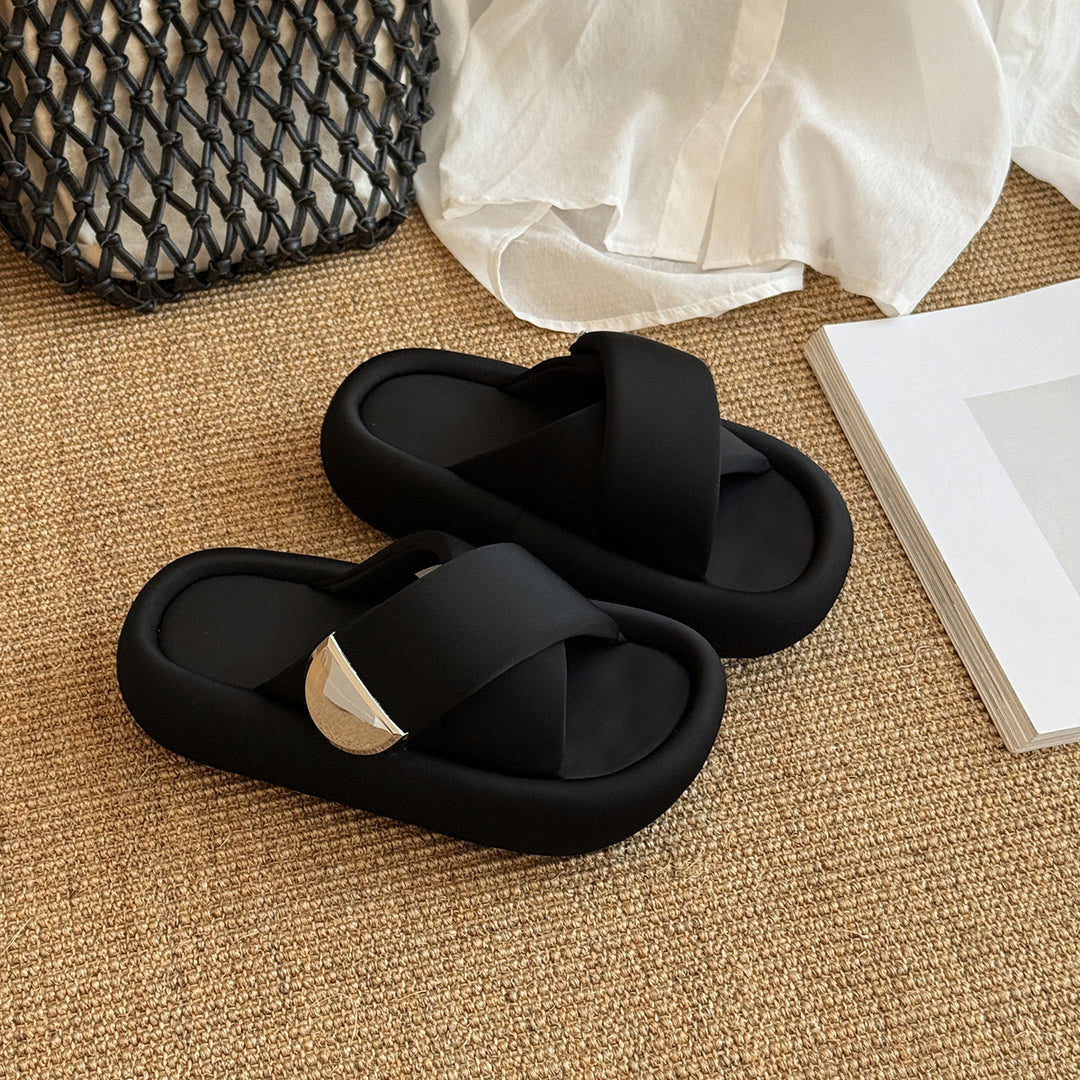 Femme Fritid Krydsrem Slide Sandaler Stilla