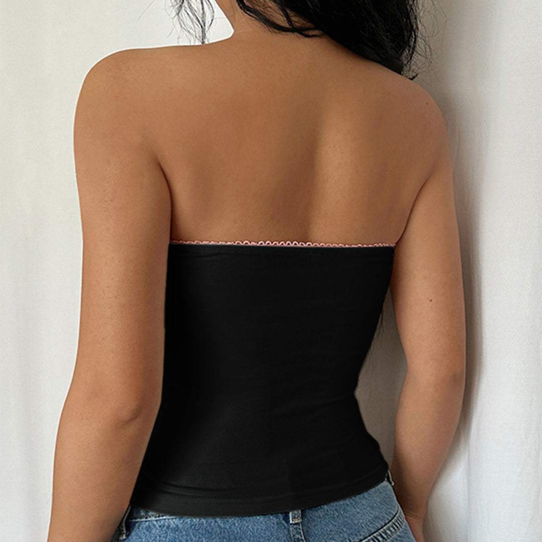 Dame Bustier-top med blonder og blomstret detalje Stilla