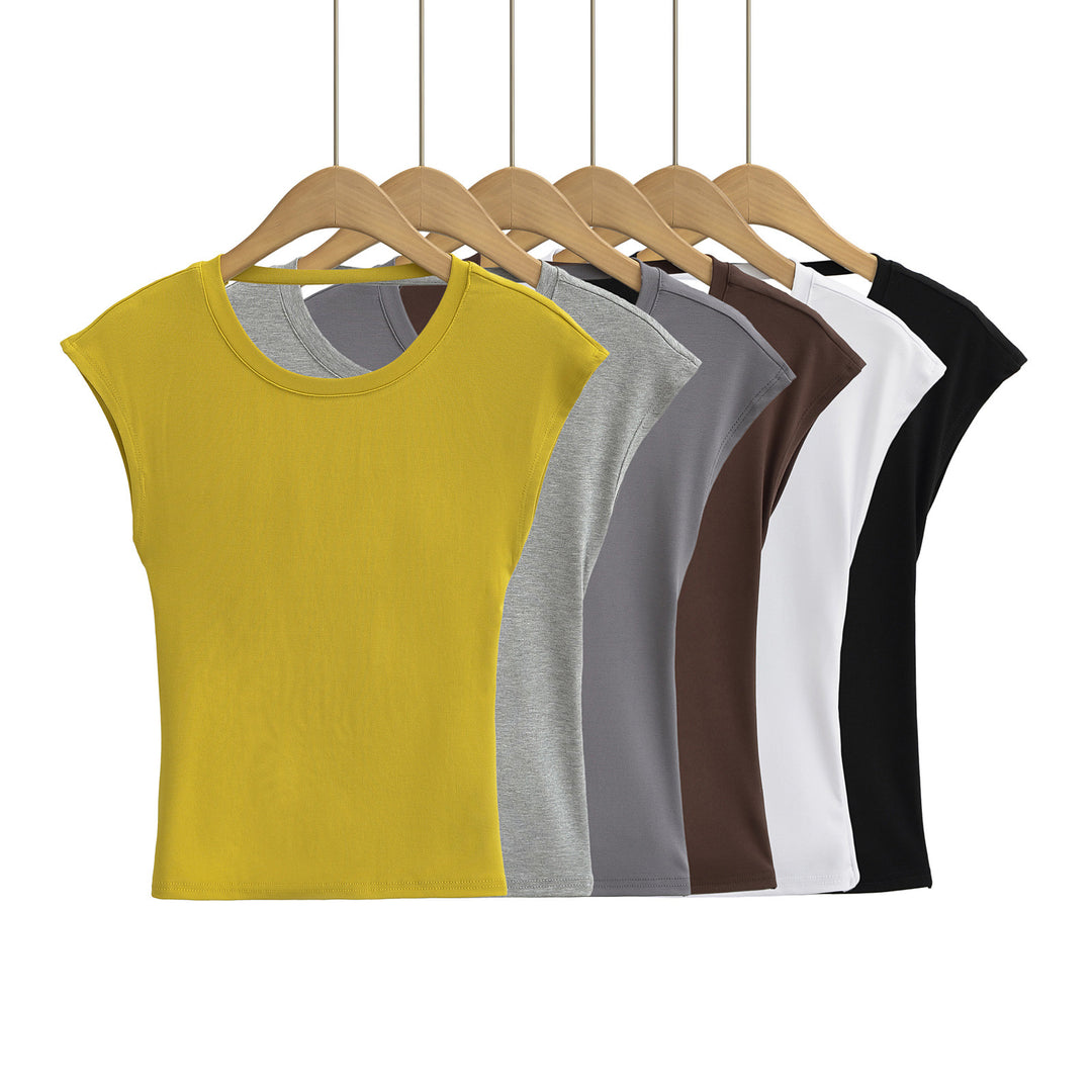 Dame moderne muskelshirt med elegant rund halsudskæring og asymmetrisk søm Stilla