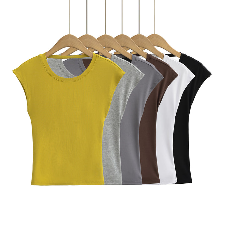 Dame moderne muskelshirt med elegant rund halsudskæring og asymmetrisk søm Stilla