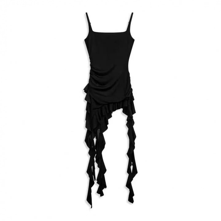 Dame asymmetrisk ruffles slip dress Stilla