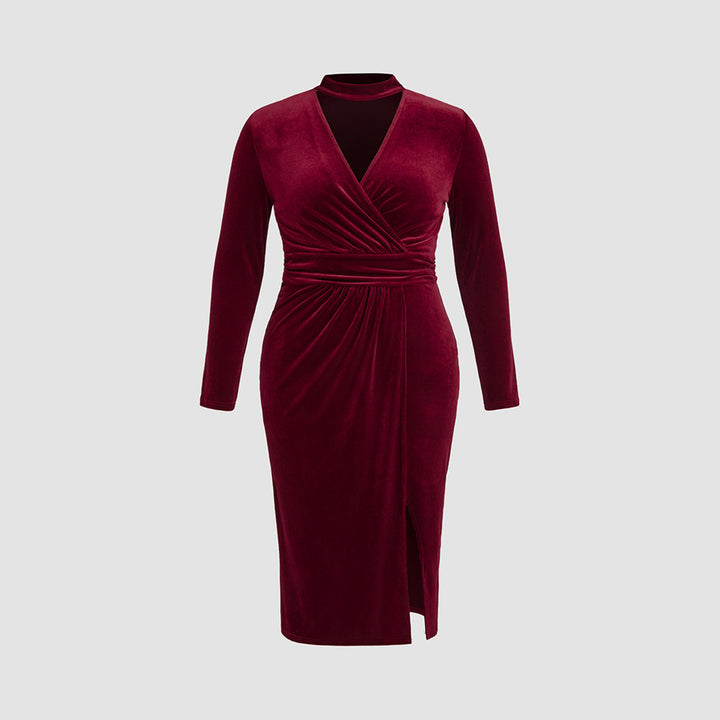 Dame Maxi-kjole med elegant omslagdesign og smuk slidse Stilla