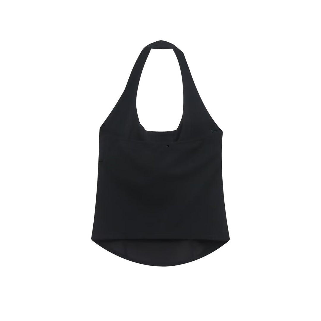 Dame elegant halterneck top med raffineret knude-detalje Skovae