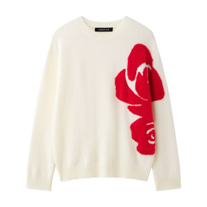 Femme Overdimensioneret Floral Strikpullover Stilla