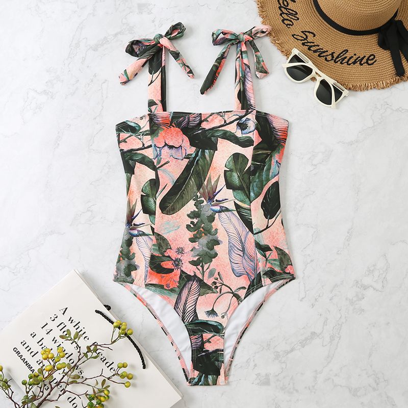 Dame Justerbar Blomst-bade-dragt med Tie-Front Stilla
