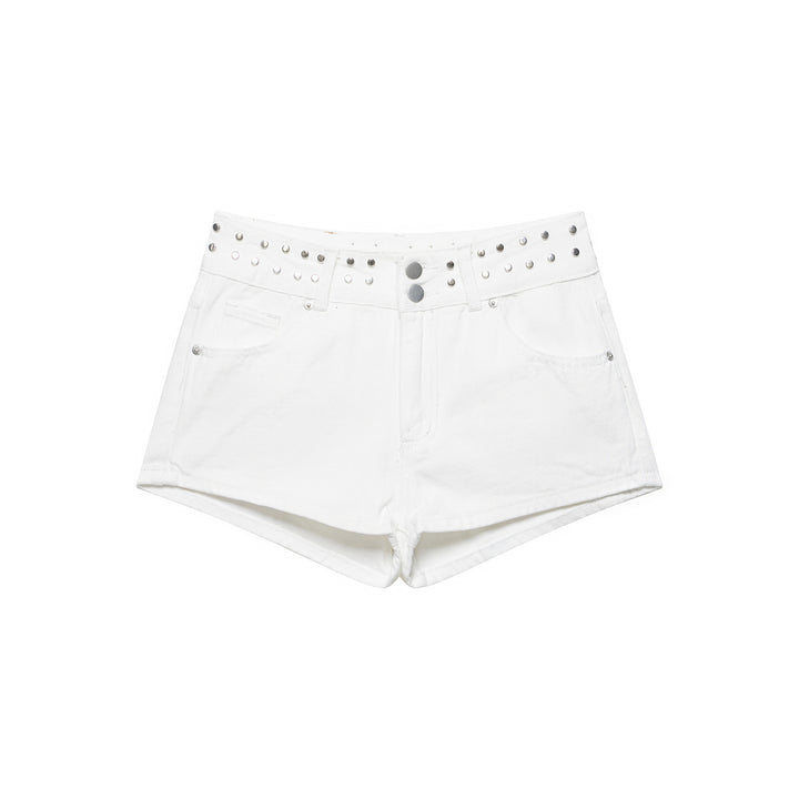 Dame stilfulde shorts med metalliske detaljer og høj talje Skovae