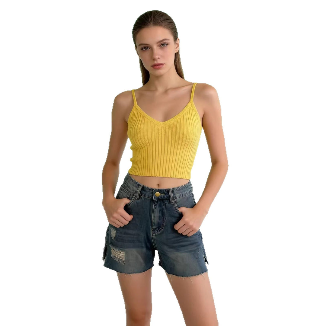 Dame casual jeans shorts med frynsede kanter og sidelæg Skovae