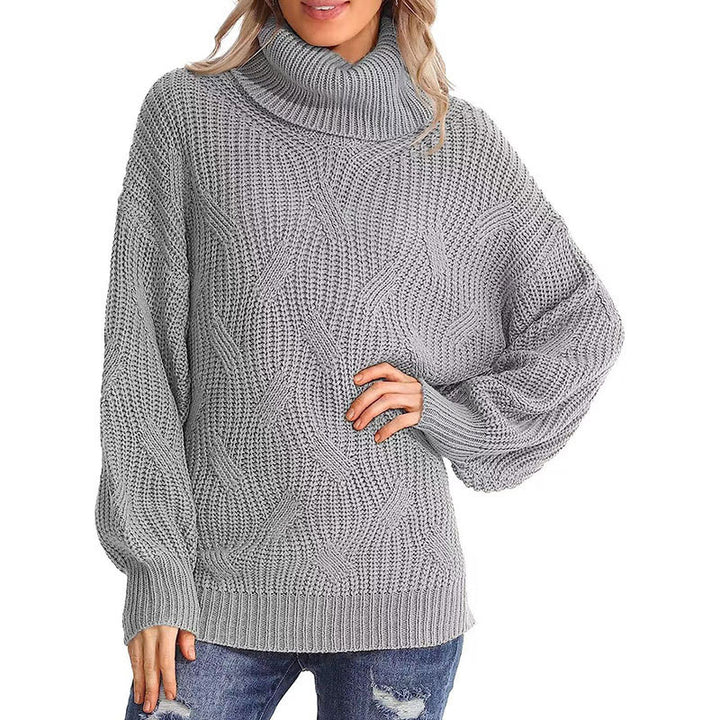 Kvinders strikkede sweater med høj krave og struktureret stingudseende Stilla
