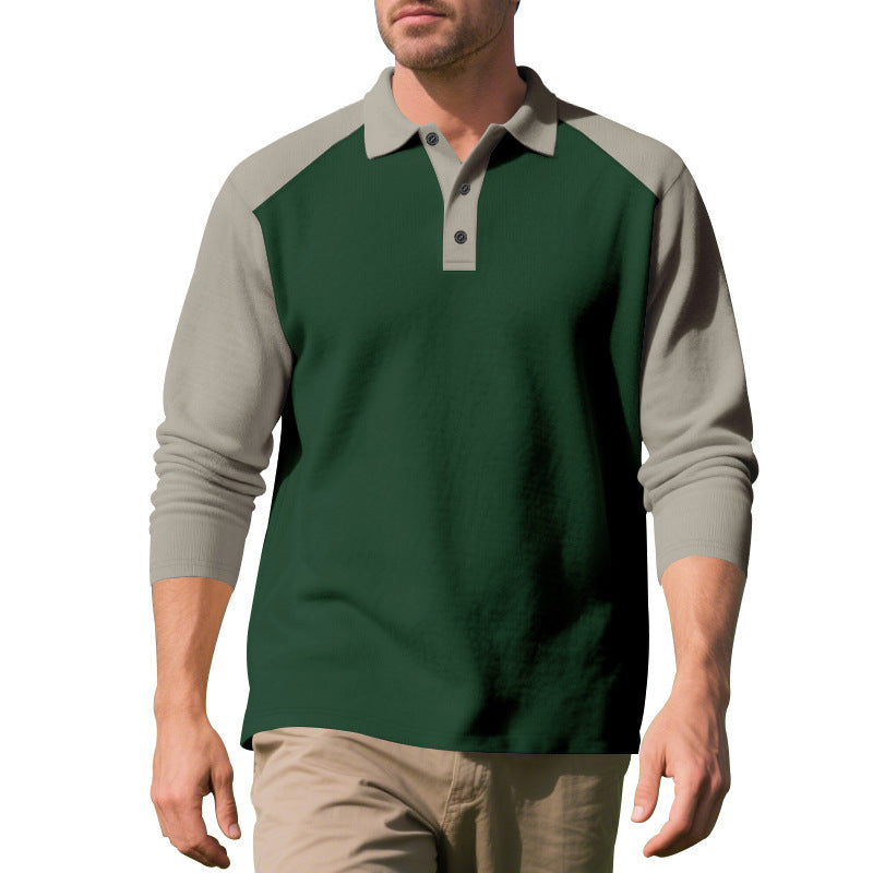 Herrer langærmet polo shirt med sportligt raglan-design og komfortabel pasform Stilla