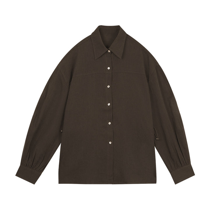 Dame Oversized Skjorte bluse i åndbart stof med stilfuld krave Stilla