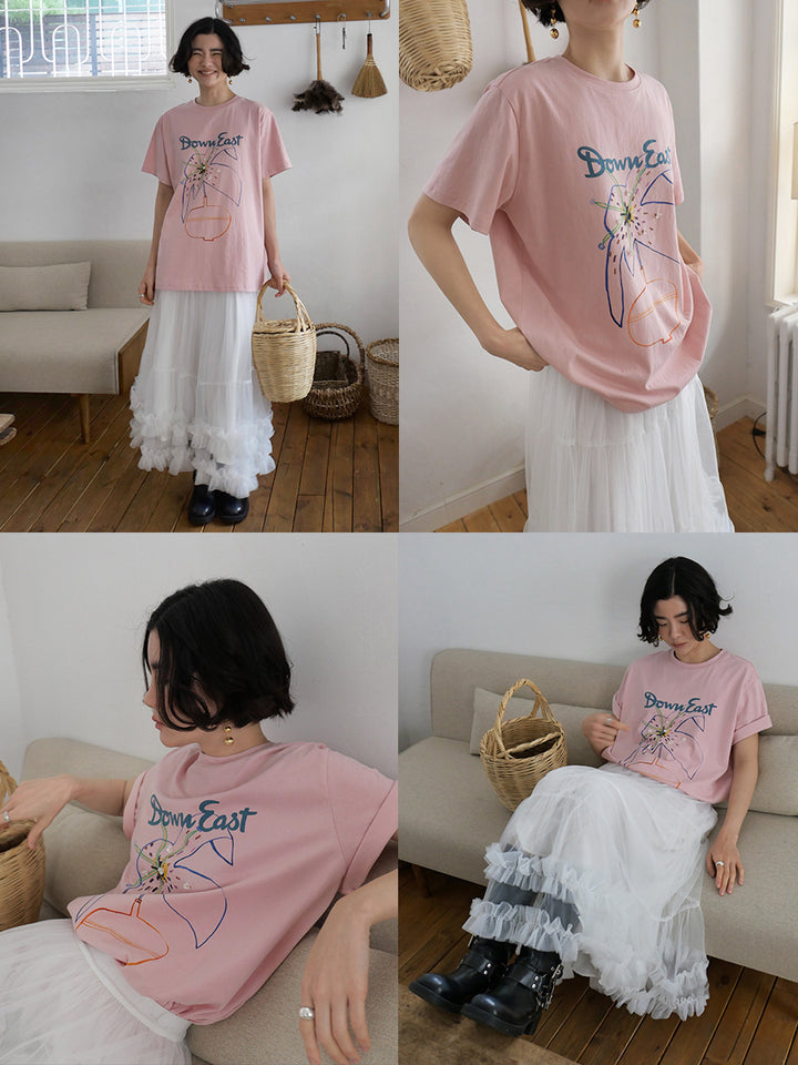 Dame T-shirt med floralt design og afslappet pasform Stilla