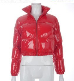 Femme Cropped Glinsende Pufferjakke Stilla