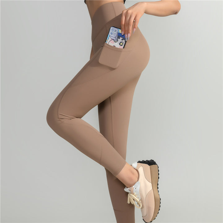 Dame High-Waist Yoga Leggings med sidelomme Stilla