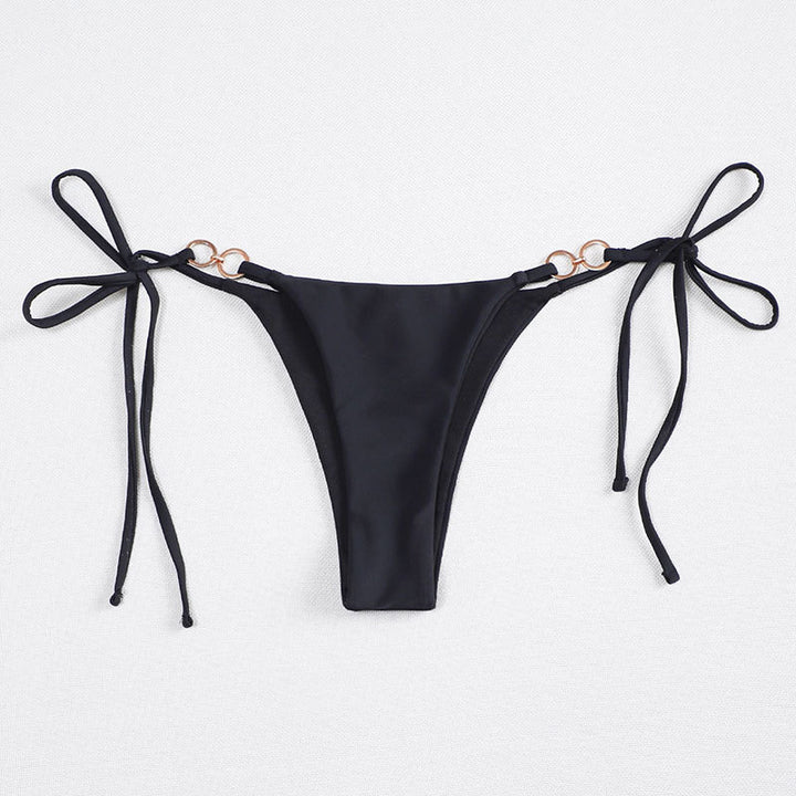 Dame bikiniunderdel med justerbare bindebånd og elegant ringdetalje Skovae