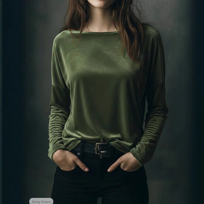 Damer elegant lys velour langærmet top