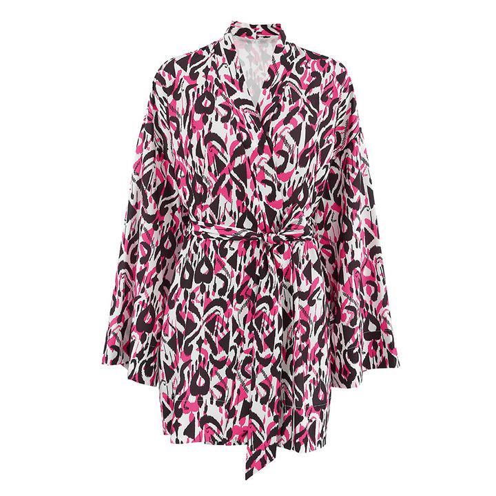 Dame Kimono-Robe med moderne leopardmønster og elegante bånd Stilla