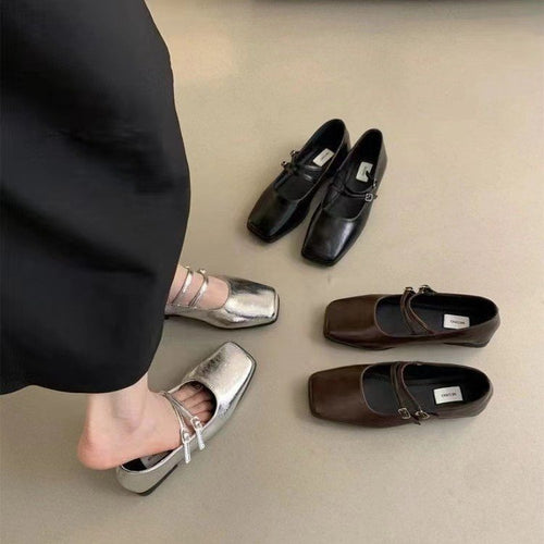Dame elegante Mary Jane Flats med dobbelt rem og komfortabel sål Stilla