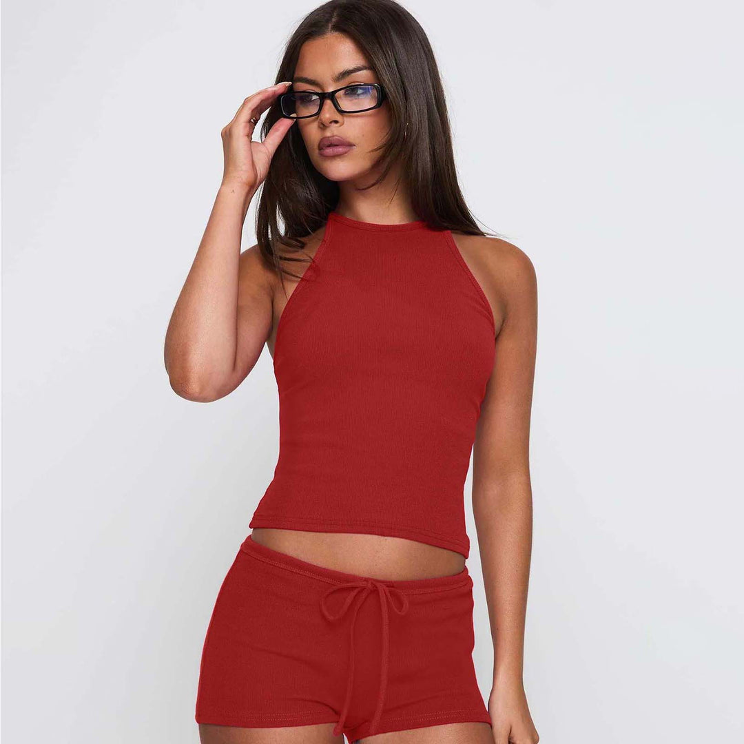 Dame Sporty Tanktop med højtstående design og elastisk ribstruktur Stilla