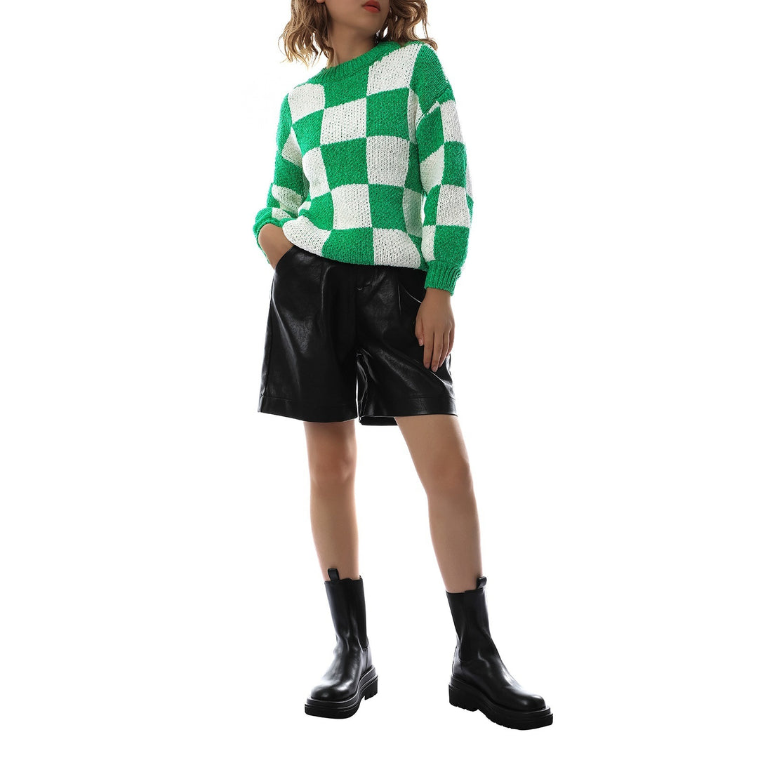 Dame sweater i moderne ternet mønster med afslappet snit Stilla