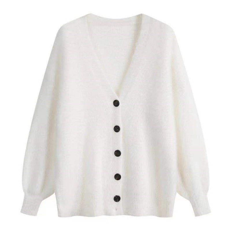 Kvinders hyggelige strikket cardigan med store knapper og en afslappet pasform Stilla