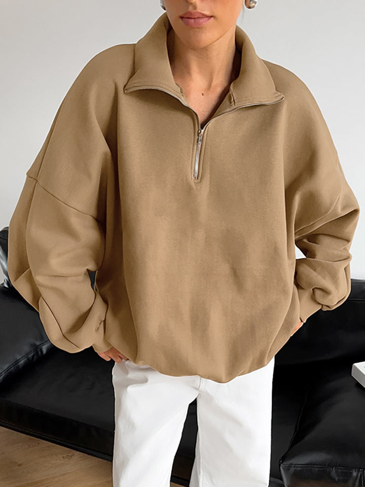 Dame afslappet sweatshirt med lynlås og oversized pasform Stilla