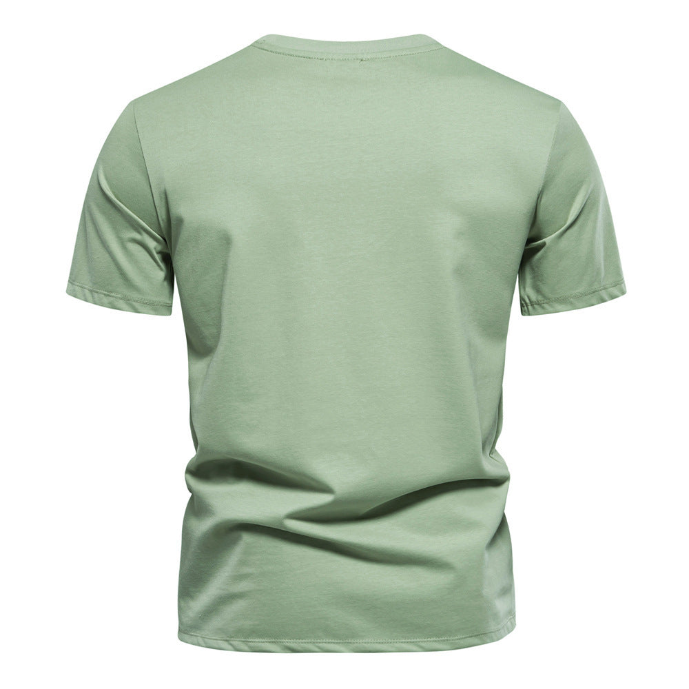 Herrer nan Rundhalsshirt i bomuldsblanding med geometrisk laserperforering og lige snit Skovae