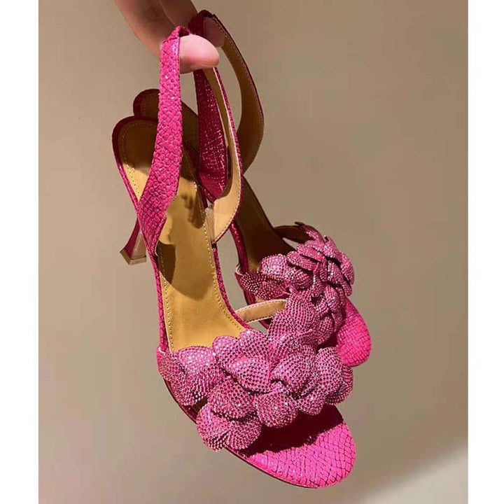 Femme Elegante Slingback-Højhælede med dekorativ rhinestone-knude Stilla