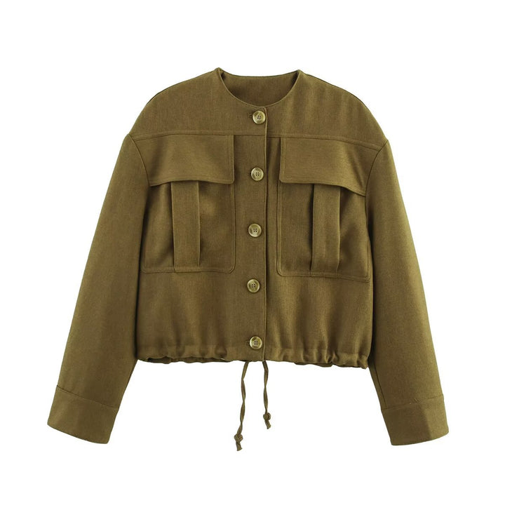Dame cropped Utility-jakke med påsatte lommer Stilla