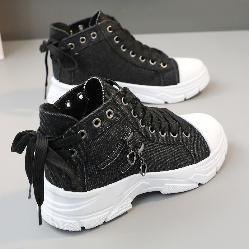Dame Trendy High-Top Sneakers med stilfulde lynlåse og gummisål Stilla