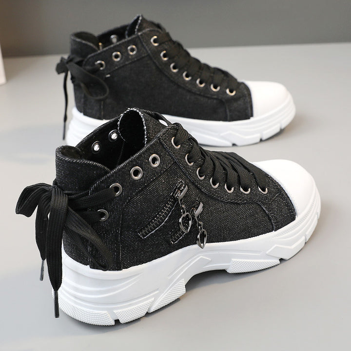 Dame Trendy High-Top Sneakers med stilfulde lynlåse og gummisål Stilla