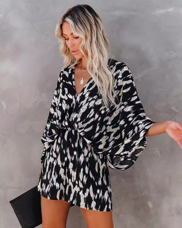Dame Floral Print Bælte Dyr Kimono Overall Stilla
